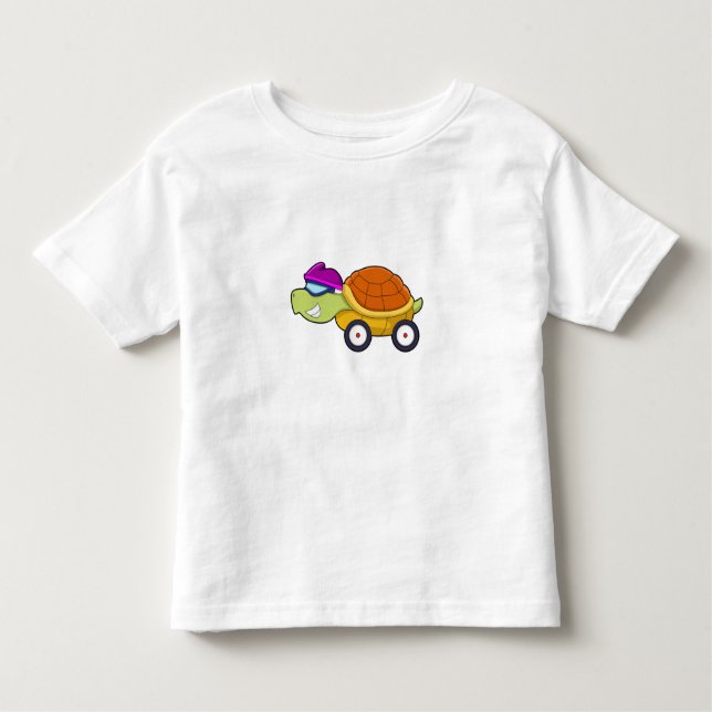 Turtle with Shell as Car Toddler T-Shirt (Front)