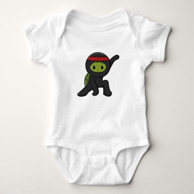Turtle with Shell as Ninja Baby Bodysuit (Front)