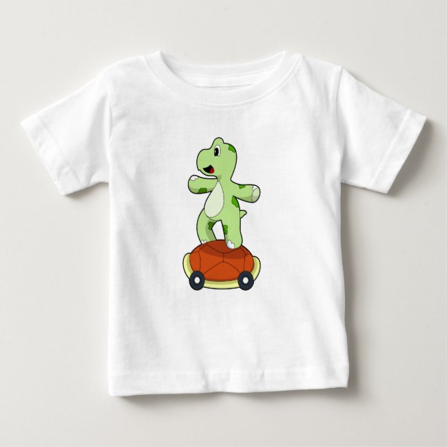 Turtle with Shell as Skateboard Baby T-Shirt (Front)