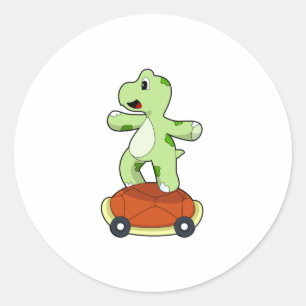 Turtle with Shell as Skateboard Classic Round Sticker