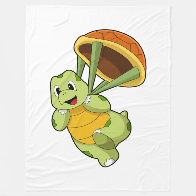Turtle with Shell as Skydiver Fleece Blanket (Front)