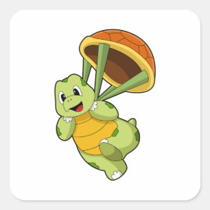 Turtle with Shell as Skydiver Square Sticker