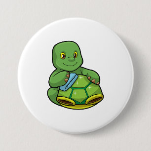 Turtle with Shell & Cleaning rag 7.5 Cm Round Badge