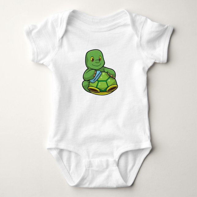 Turtle with Shell & Cleaning rag Baby Bodysuit (Front)