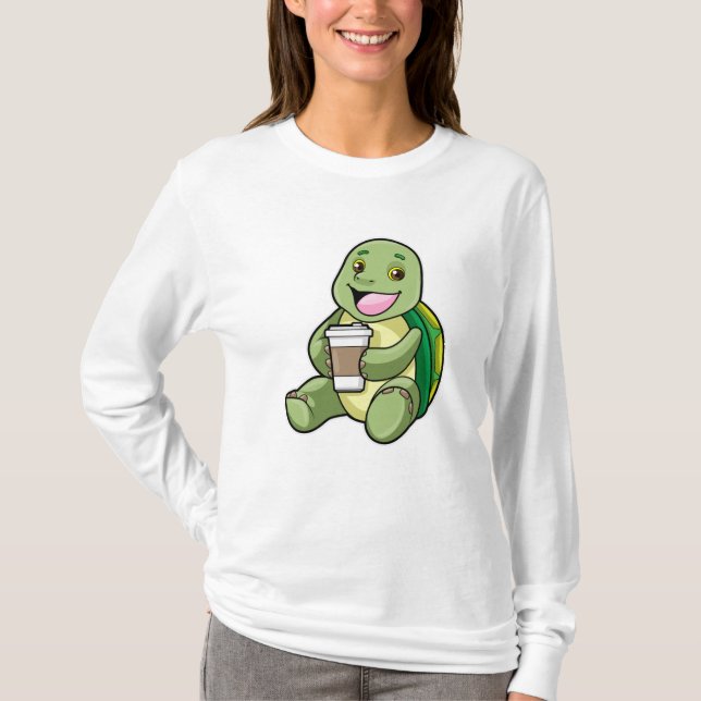 Turtle with Shell & Coffee to go T-Shirt (Front)