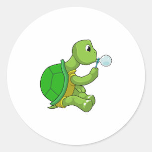 Turtle with Soap bubbles Classic Round Sticker