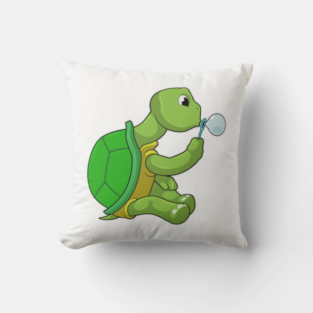 Turtle with Soap bubbles Cushion (Front)
