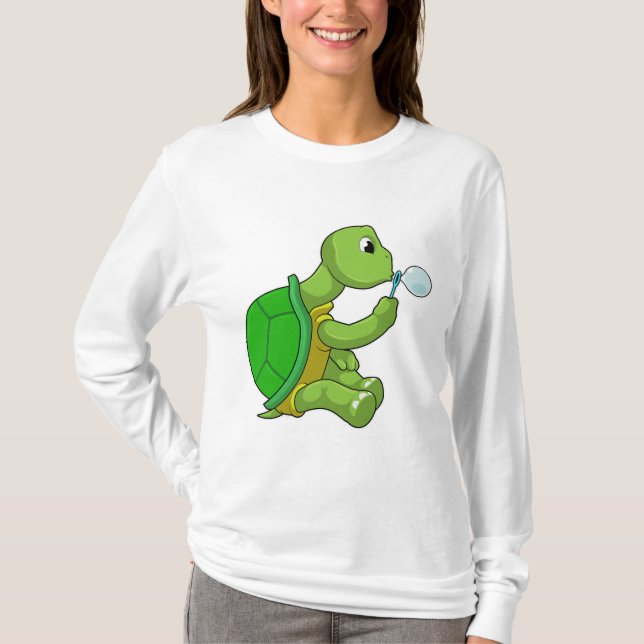 Turtle with Soap bubbles T-Shirt (Front)