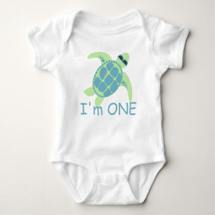 Turtle with Sunglasses One Year Baby Bodysuit