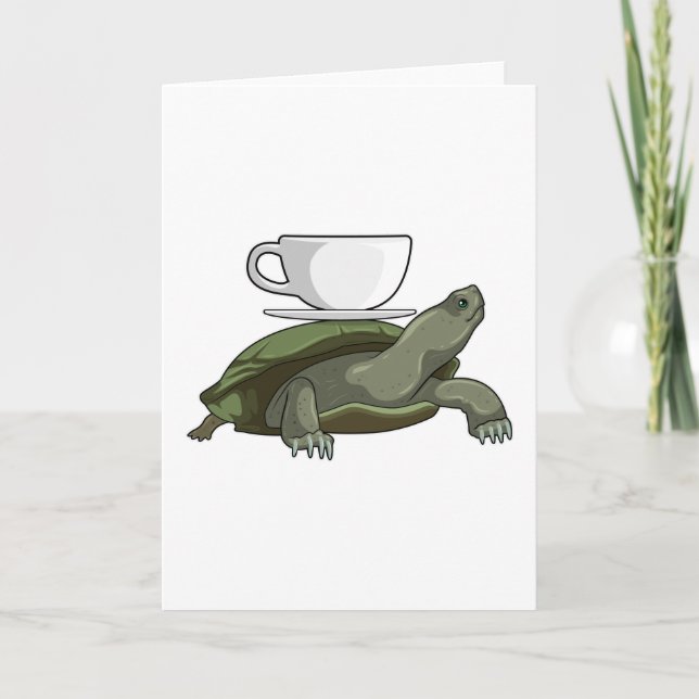 Turtle with Teacup Card (Front)