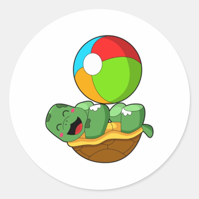 Turtle with Water polo Classic Round Sticker (Front)