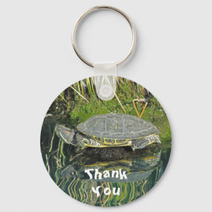 Turtle with Water Reflection Wildlife Thank You Key Ring