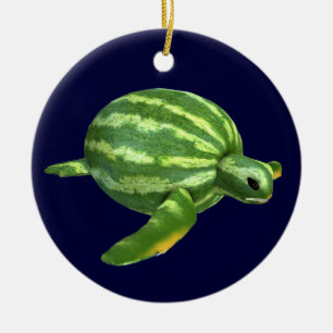 Turtle with Watermelon Body Ceramic Tree Decoration