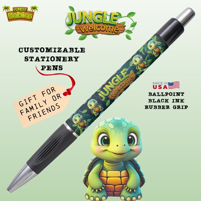 Turtle Woodland Wildlife Tortoise Jungle Welcome🐢 (Cute Tortoise Adorable Box Turtle Woodland Wildlife Fun Cartoon Graphic Animal Character Ink Pen 🐢)