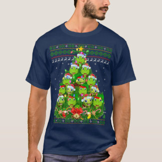 Turtle Xmas Lighting Tree Santa Turtle Ugly Christ T-Shirt