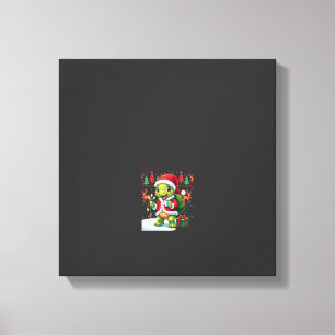 Turtle Xmas Lights Ugly Santa Turtle Christmas Tan Canvas Print