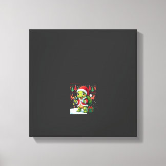 Turtle Xmas Lights Ugly Santa Turtle Christmas Tan Canvas Print