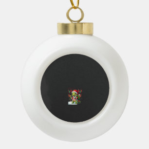 Turtle Xmas Lights Ugly Santa Turtle Christmas Tan Ceramic Ball Christmas Ornament