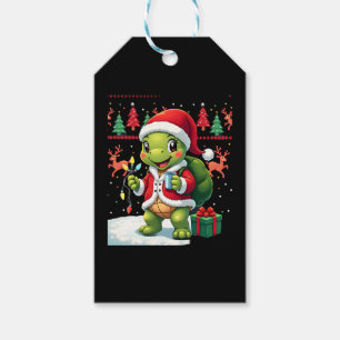Turtle Xmas Lights Ugly Santa Turtle Christmas Tan Gift Tags