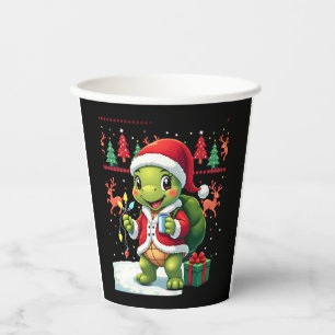 Turtle Xmas Lights Ugly Santa Turtle Christmas Tan Paper Cups