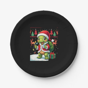 Turtle Xmas Lights Ugly Santa Turtle Christmas Tan Paper Plate
