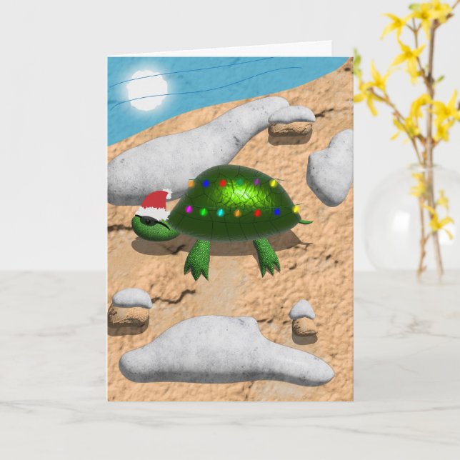 Turtle-y Awesome Christmas Card (Yellow Flower)