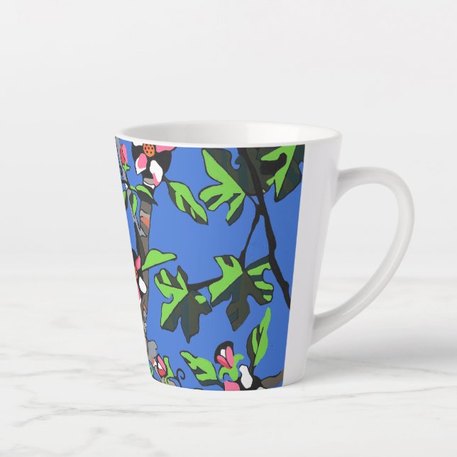 Turtledoves with Apple Blossoms Latte Mug (Right)