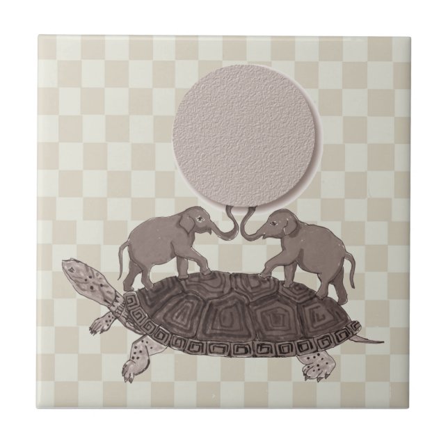 Turtles All the Way Down Tile Trivet (Front)