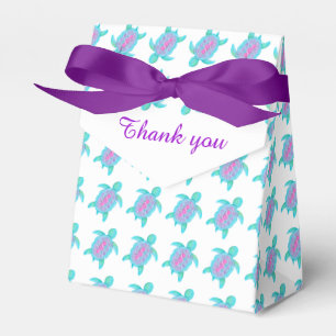 Turtles aqua purple patterned thank you gift box