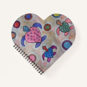 Turtles & Circles Heart Notebook