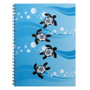 turtles & hibiscus spiral notebook