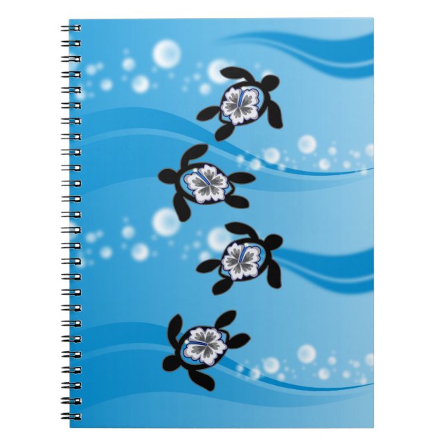 turtles & hibiscus spiral notebook (Front)