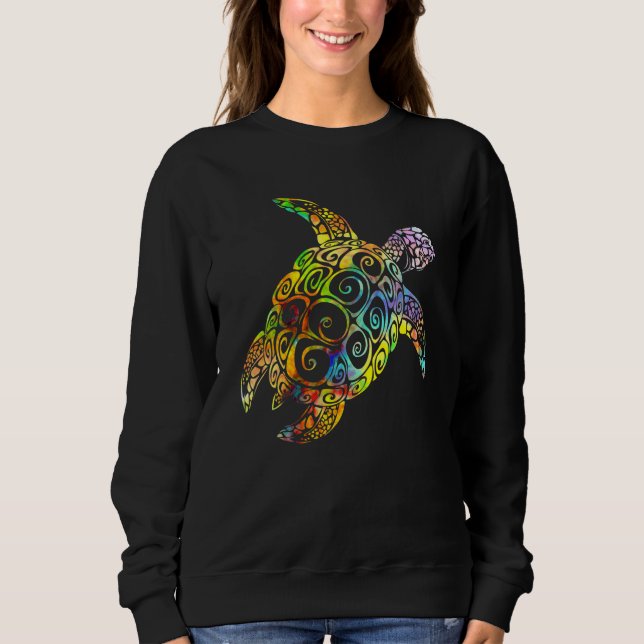 Turtles Hippy Turtle Ocean Diving Tortoise Retro Sweatshirt (Front)
