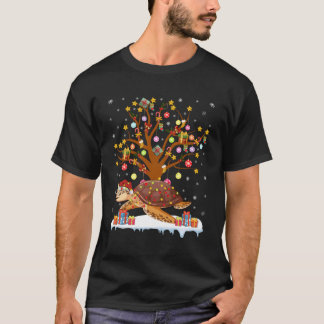 Turtles Lighting Xmas Tree Gift Turtle Tree For Ch T-Shirt