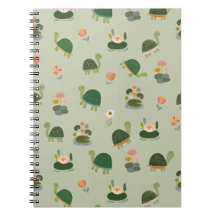 Turtles & Lily Pads on Gin Green Notebook