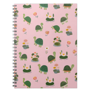 Turtles & Lily Pads on Light Pink Notebook