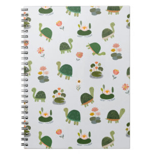 Turtles & Lily Pads on Off-White Notebook