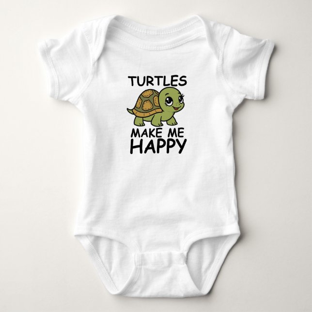 Turtles Make Me Happy Baby Bodysuit (Front)