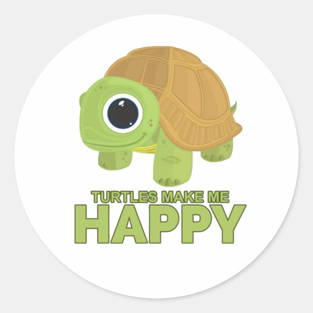 Turtles Make Me Happy  Classic Round Sticker (Front)