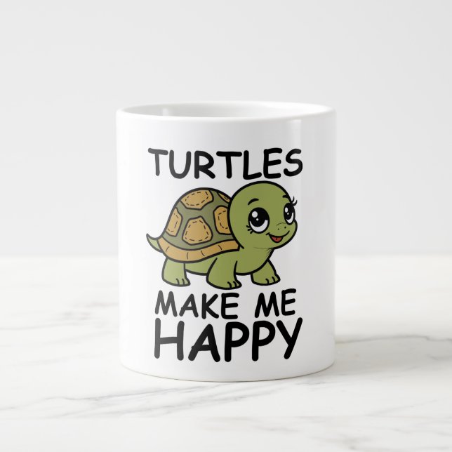 Turtles Make Me Happy Large Coffee Mug (Front)