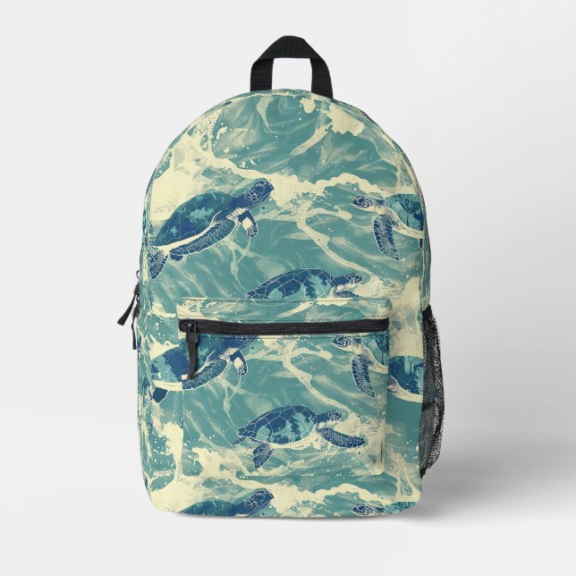 Turtles Ocean Harmony Printed Backpack (Front)