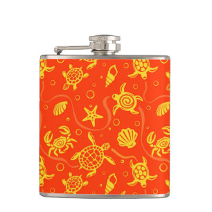 Turtles Pattern Hip Flask