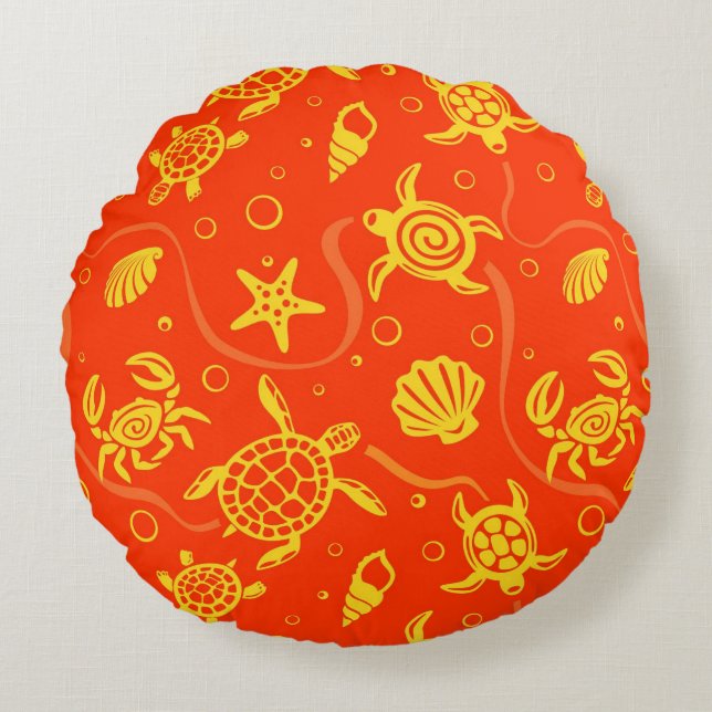 Turtles Pattern Round Cushion (Front)