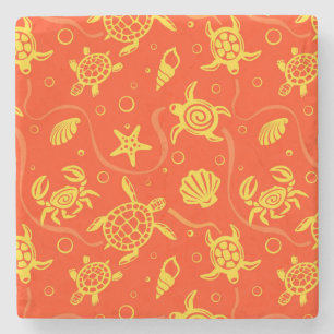 Turtles Pattern Stone Coaster