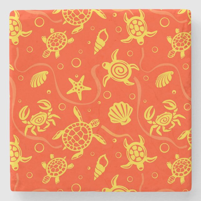Turtles Pattern Stone Coaster (Front)