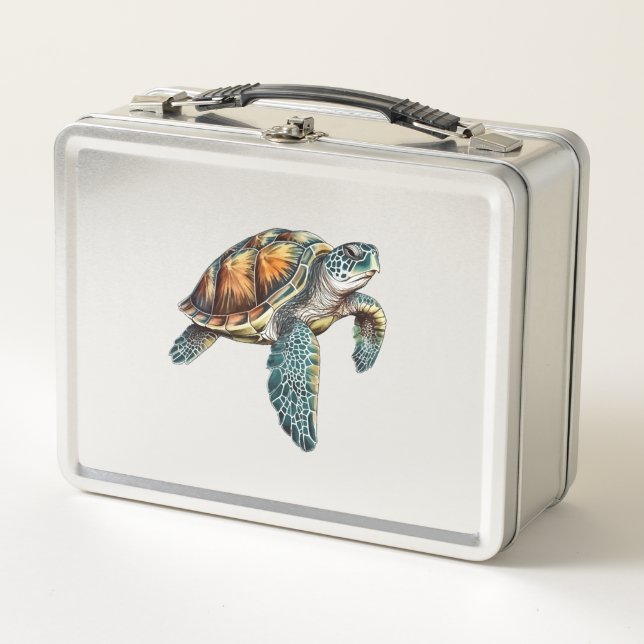 Turtles Underwater Design For Divers Metal Lunch Box (Front)