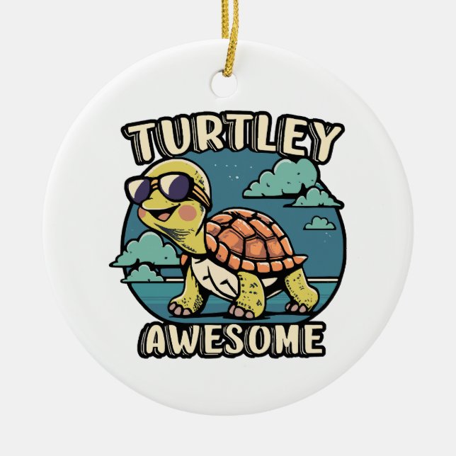 Turtley Awesome  Ceramic Tree Decoration (Front)
