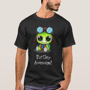 Turtley Awesome Cute Cartoon Turtle in Aviator Hat T-Shirt