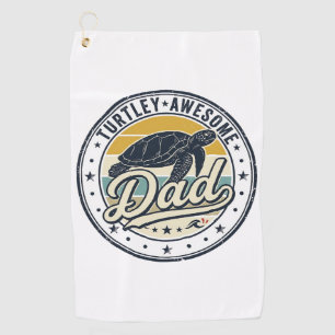 Turtley Awesome Dad Vintage Turtle Shirt Design_1 Golf Towel