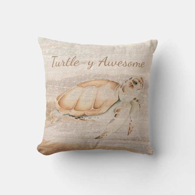 Turtley Awesome Sea Turtle Ocean Sea Animal Art   Cushion (Front)